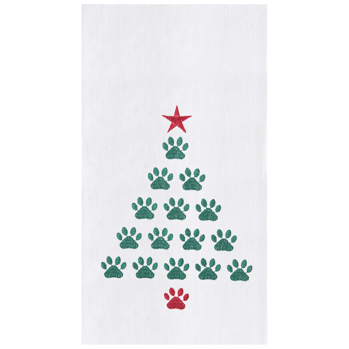 A Christmas Tree Paws Flour Sack Kitchen Towel.