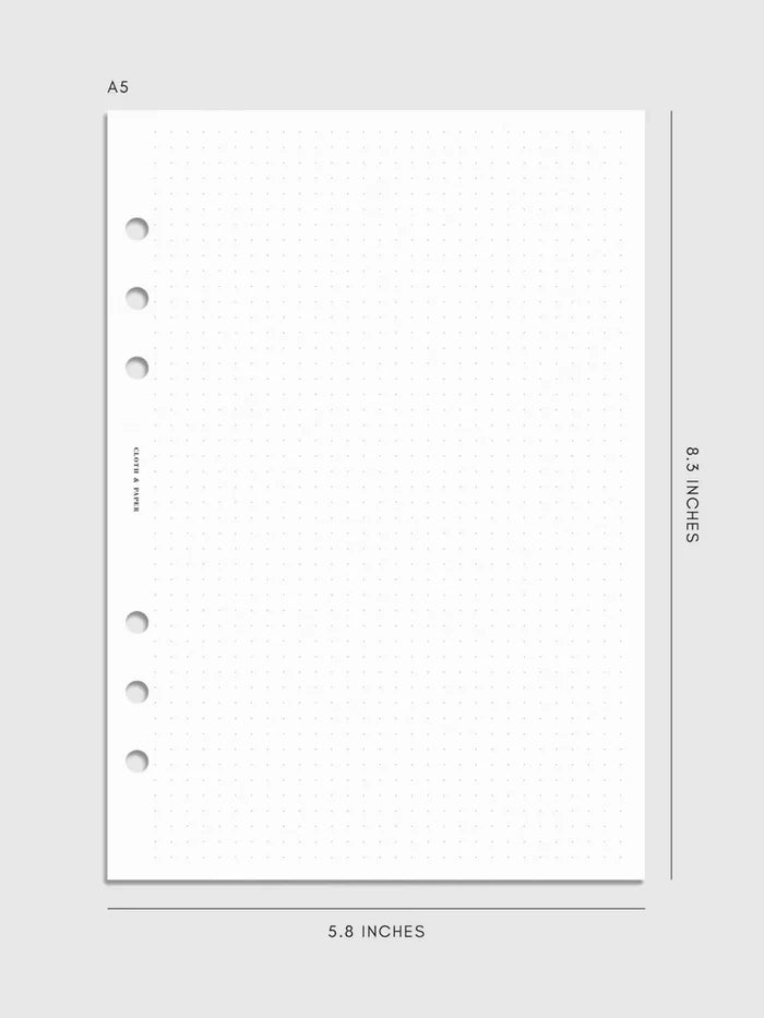 Cloth and Paper A5 Dot Grid Six Ring Insert