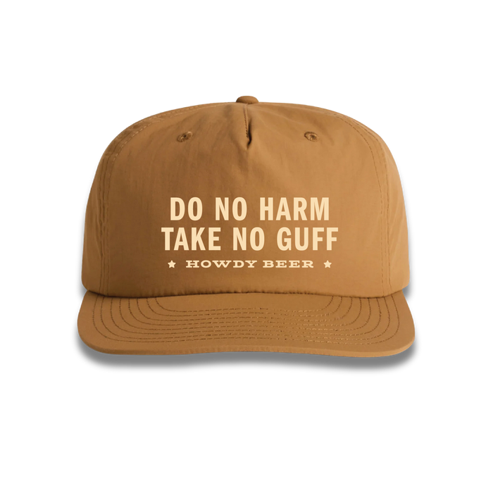 Brown Howdy Beer hat with text