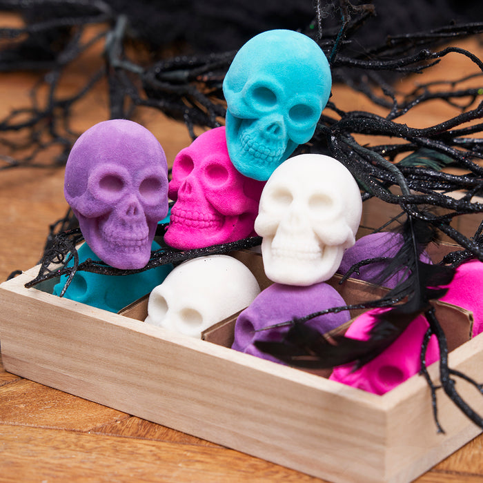 A Flocked Skull In Box, Set of 12.