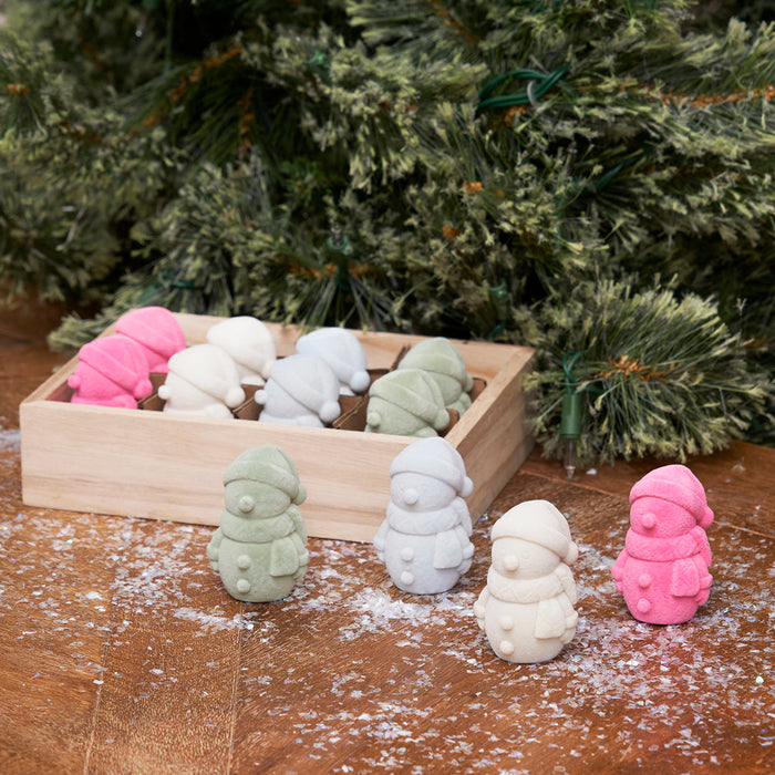 A Flocked Snowman In Box, Set of 12.