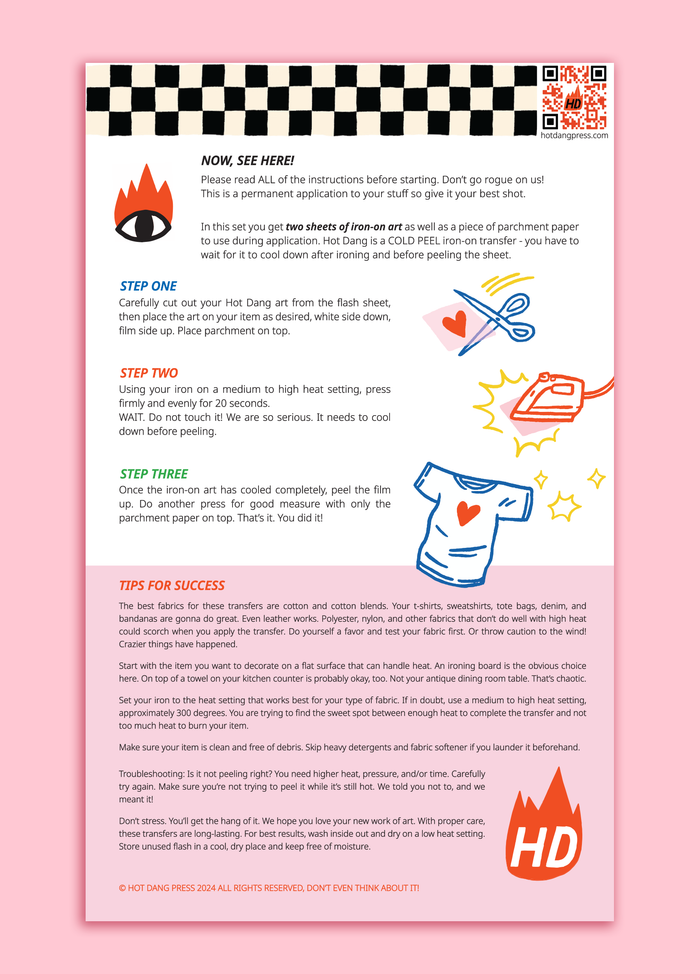Hot Dang Press - J'Adore Le Pain Iron On Sheet Set