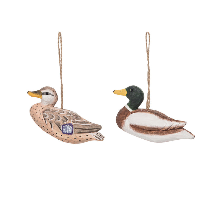 A set of Mallard Duck Wood ornaments.