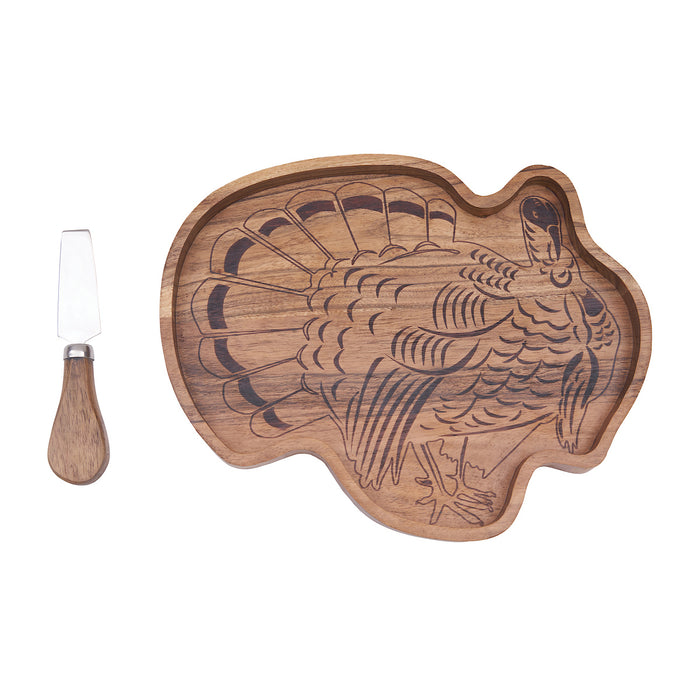 A Turkey Acacia Wood Serving Board & Spreader Set.