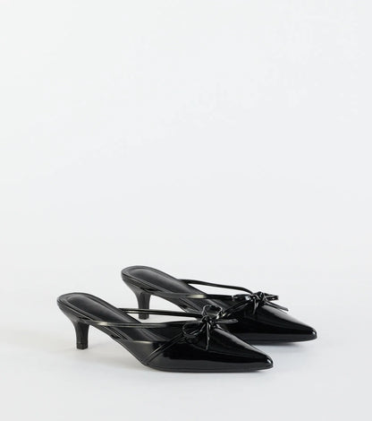 Sweetest Thing Bow Kitten Heel Mules