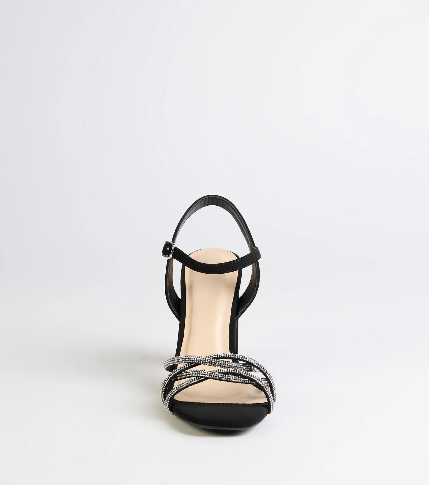 Classic Sparkle Rhinestone Strappy Block Heels