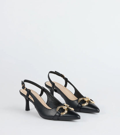 Trendy Buckle Slingback Stiletto Pumps