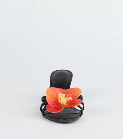 Vacay Ready Flower Strap Stiletto Mules