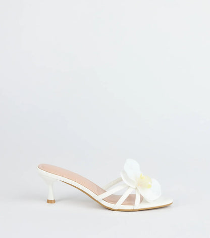 Vacay Ready Flower Strap Stiletto Mules