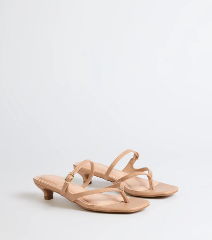 Chic Trend Thong Strap Kitten Heel Mules