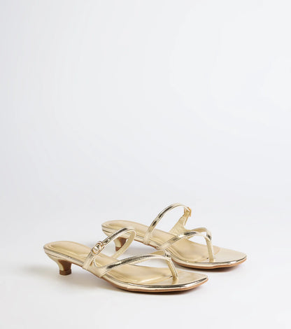 Chic Trend Thong Strap Kitten Heel Mules