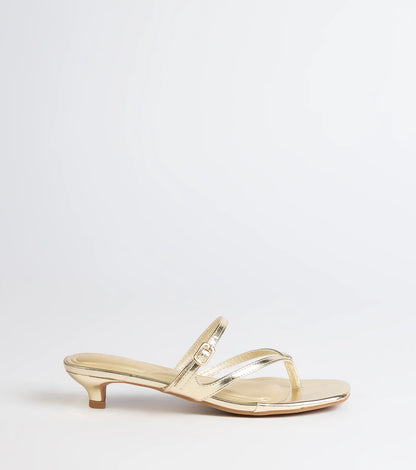 Chic Trend Thong Strap Kitten Heel Mules