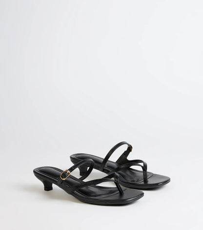Chic Trend Thong Strap Kitten Heel Mules