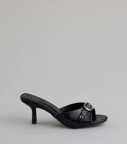 Brunch To Cocktails Buckle Stiletto Mules