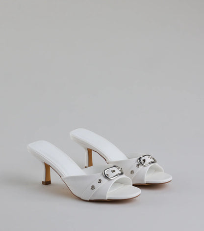 Brunch To Cocktails Buckle Stiletto Mules
