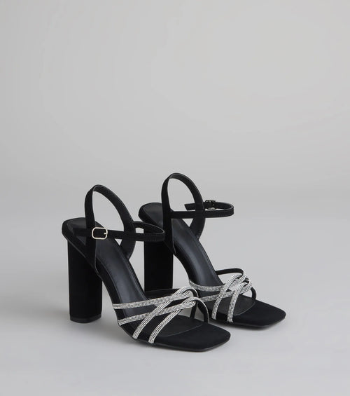 Glow Getter Twisted Rhinestone Heels