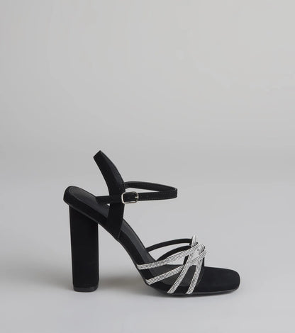 Glow Getter Twisted Rhinestone Heels