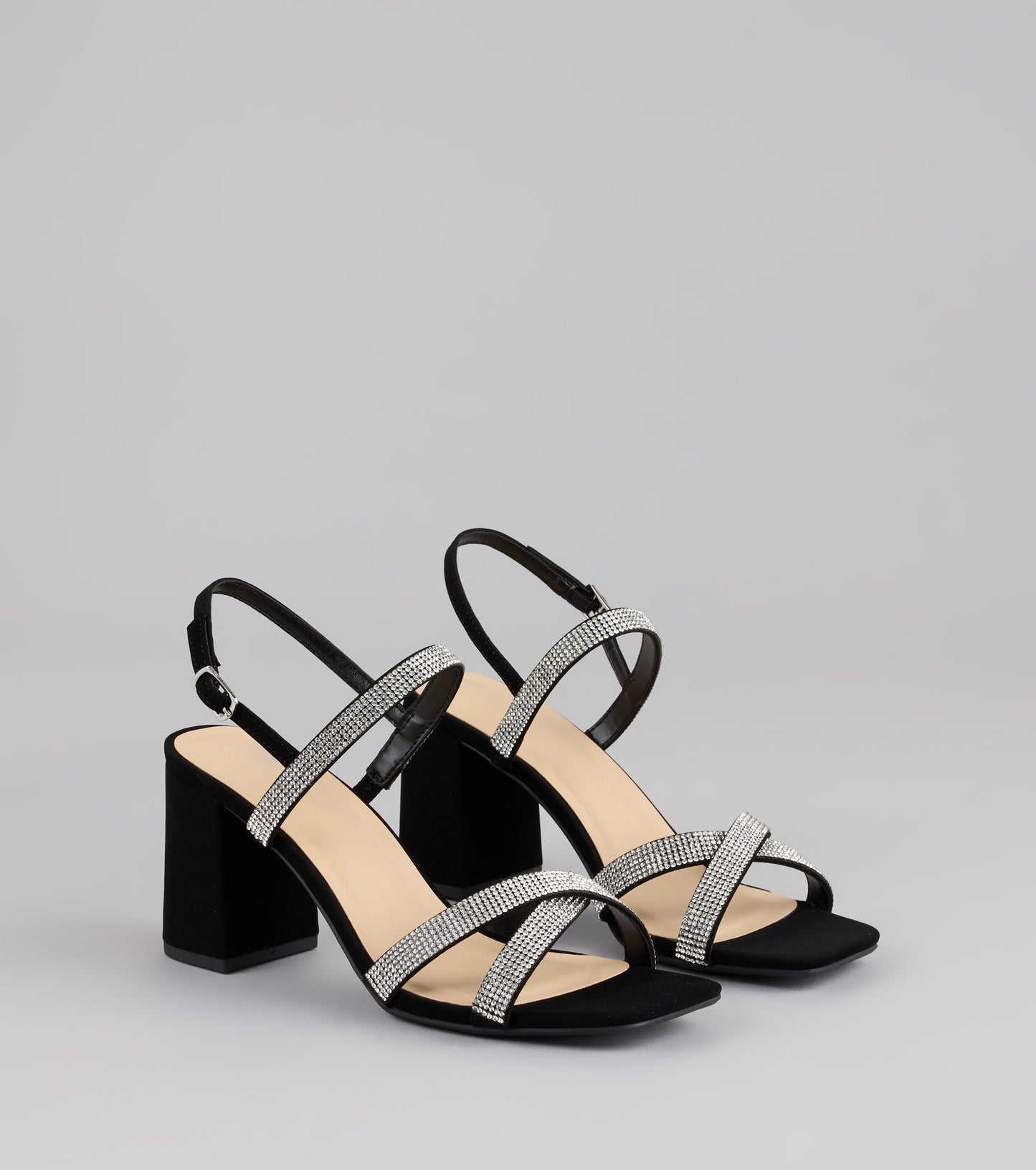 Night Luxe Rhinestone Block Heels