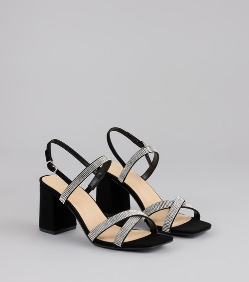 Night Luxe Rhinestone Block Heels