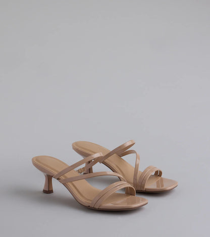 Cute Attitude Strappy Kitten Heel Mules