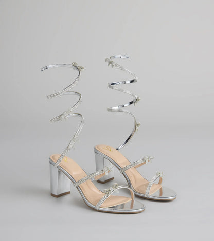 Spiral Stunner Bow Wrap Heels