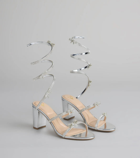 Spiral Stunner Bow Wrap Heels