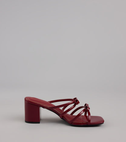 All Day Cute Bow Strap Block Heel Mules
