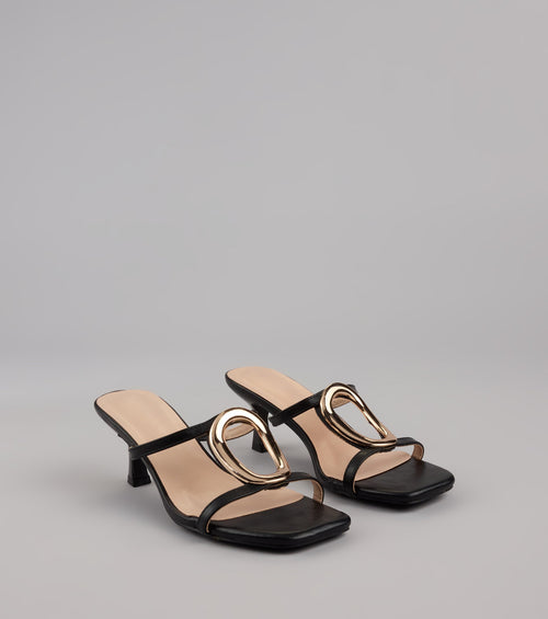 Sassy Sleek Square Toe Kitten Heels