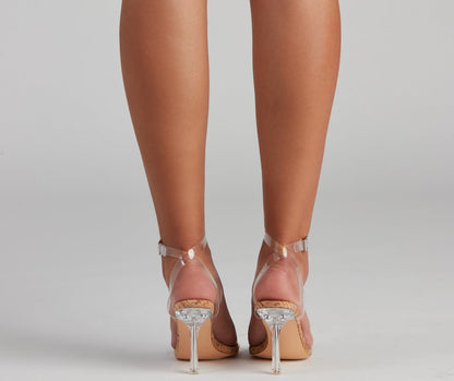 Pop the Cork PVC Wrap Ankle Stilettos