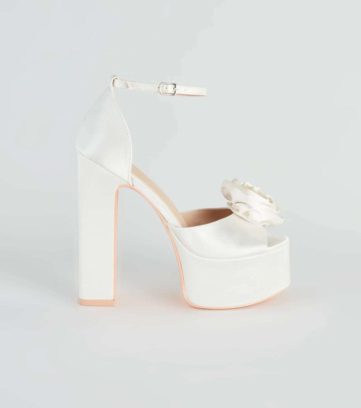 Fashion Strut Satin Rose Platform Heels