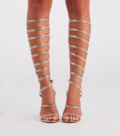Higher Glam Rhinestone Spiral Stiletto Heels