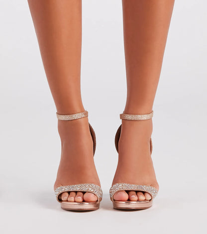 Glam And Gleam Rhinestone Block Heels