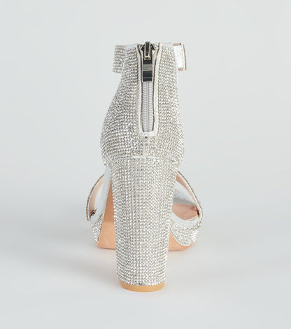 Oh My Shine Rhinestone Block Heels