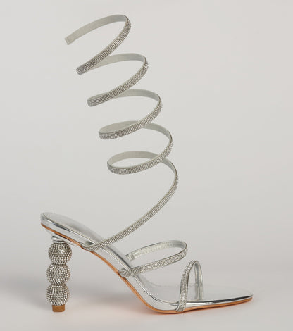 Take Notice Rhinestone Spiral Heels