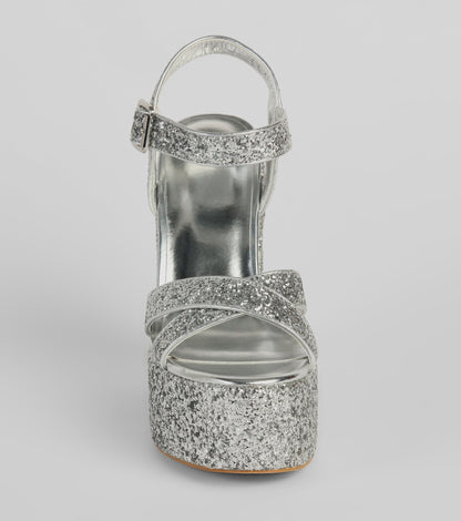 Step Into Sparkle Glitter Platform Heels