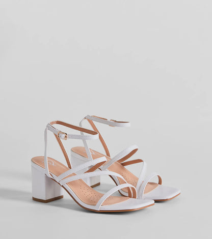 Style Icon Strappy Faux Leather Short Block Heels