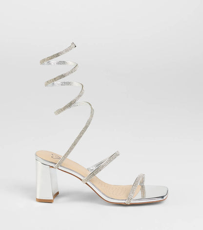 Sparkle And Shine Rhinestone Spiral Block Heels