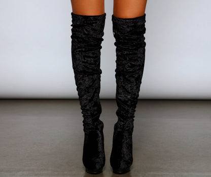Luxe Lady Velvet Over-The-Knee Boots