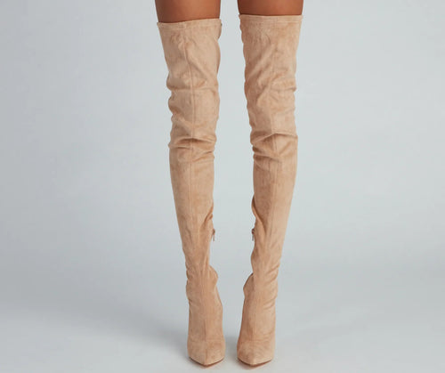 Raising The Bar Faux Suede Stiletto Boots