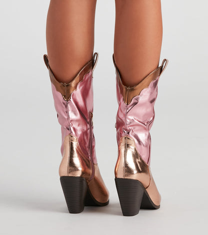 Howdy Partner Metallic Cowgirl Boots