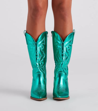 Western Shine Metallic Cowboy Boots