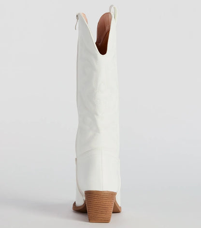 What A Beaut Faux Leather Cowboy Boots