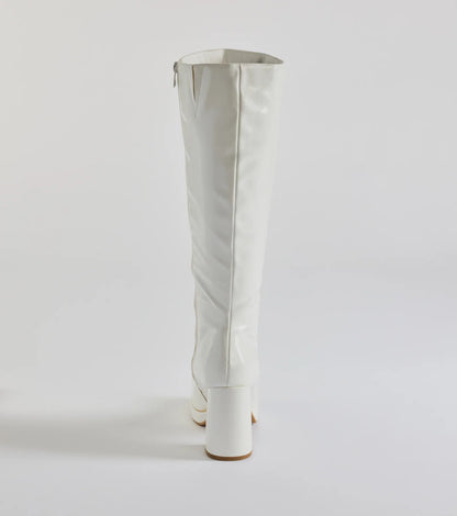 So Stunning Patent Faux Leather Under The Knee Platform Boots