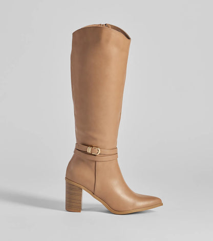 Chic Moves Under-The-Knee Buckle Boots