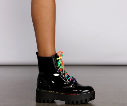 Make A Statement Faux Leather Combat Boots