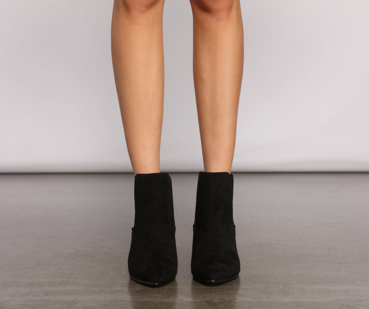 Faux Suede Stacked Block Heel Booties