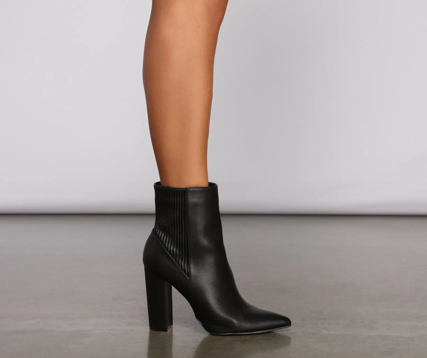 Stacked On Basics Faux Leather Block Heel Booties