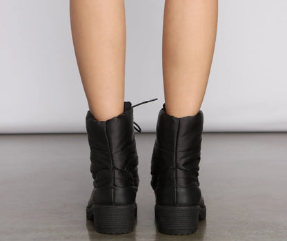 Cozy and Chic Nylon Puffer Booties