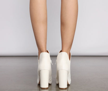 Snake-Embossed Faux Leather Block Heel Booties