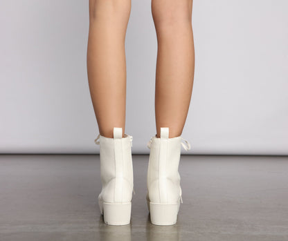 Edgy Vibes Faux Leather Combat Booties